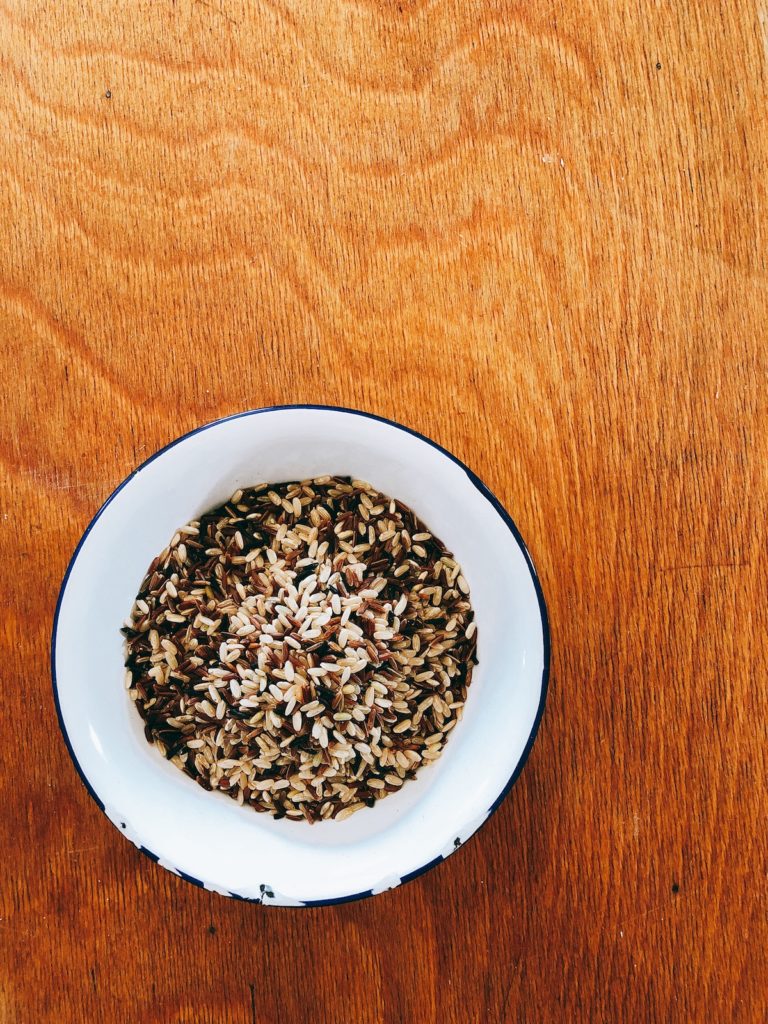 Hühnchen in Weißwein-Crème-Sauce mit Roquefort, Champignons und Reis ...